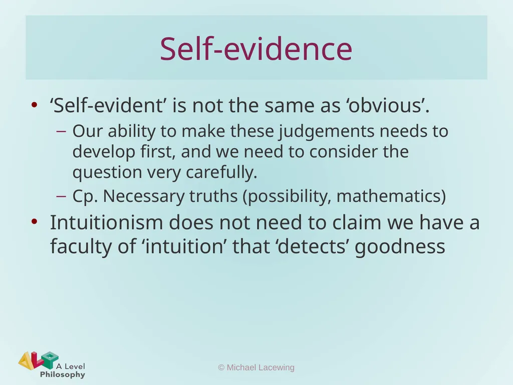 Ethical non-naturalism Michael Lacewing - slide 10 of 10