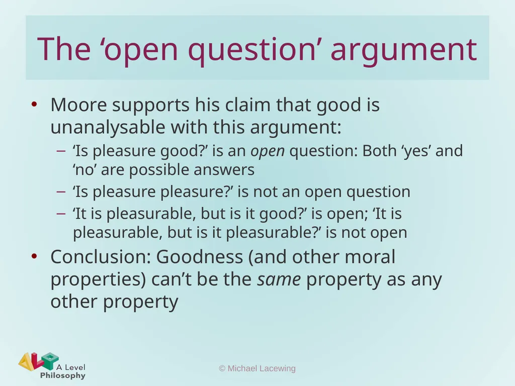 Ethical non-naturalism Michael Lacewing - slide 7 of 10