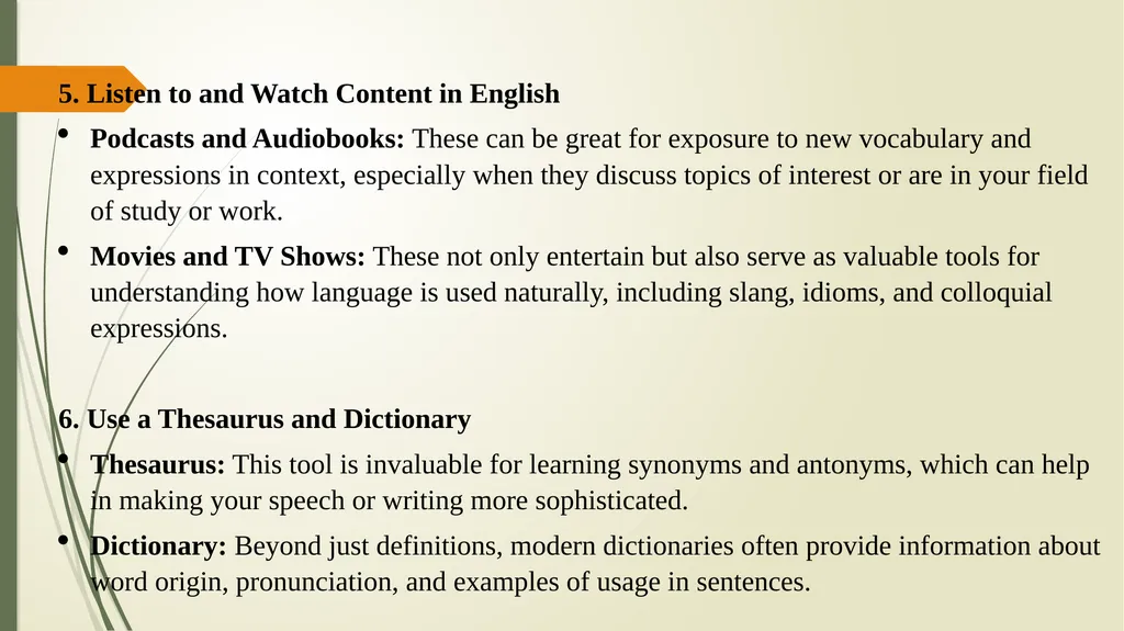 Vocabulary and expression development: Ienas Talib - slide 4 of 7