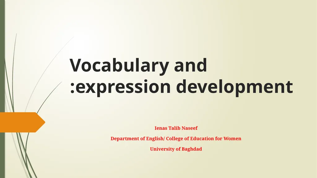 Vocabulary and expression development: Ienas Talib - slide 1 of 7