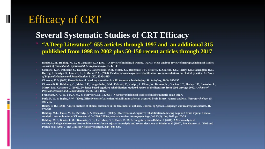 Cognitive Rehabilitation: Treatment and Efficacy - slide 13 of 40