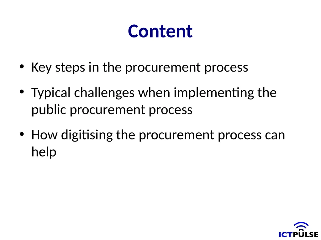 Public Procurement and e-Government Content Key - slide 2 of 16