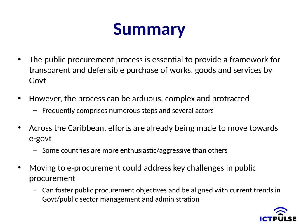 Public Procurement and e-Government Content Key - slide 15 of 16