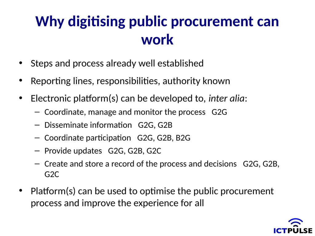 Public Procurement and e-Government Content Key - slide 14 of 16