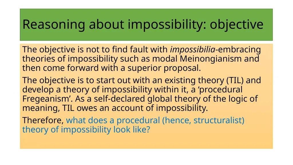 Impossibilities without impossibilia Bjørn - slide 12 of 34
