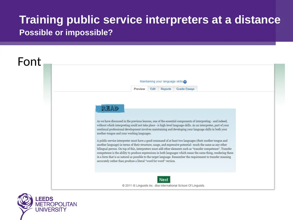 Training public service interpreters at a distance - slide 13 of 16