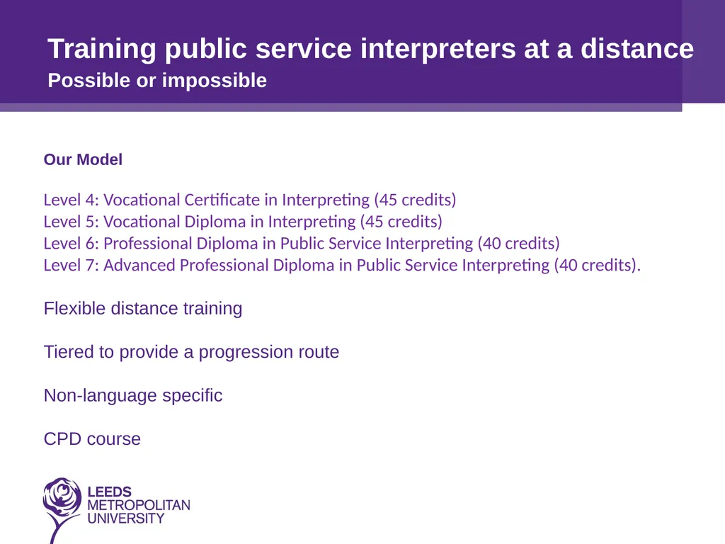 Training public service interpreters at a distance - slide 15 of 16