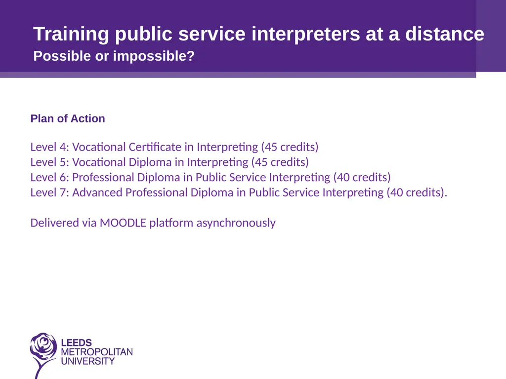 Training public service interpreters at a distance - slide 6 of 16