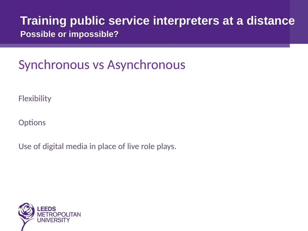 Training public service interpreters at a distance - slide 8 of 16