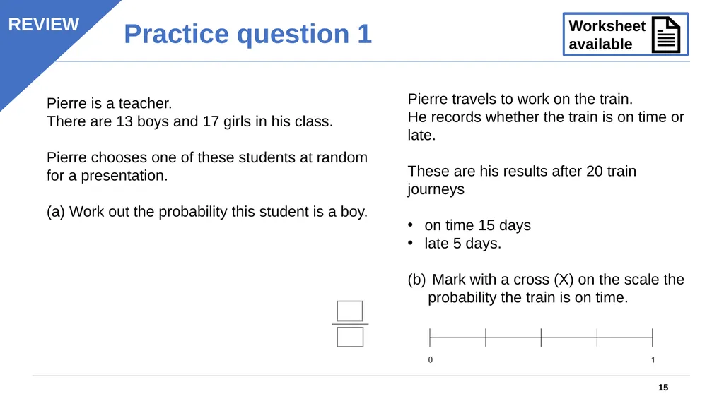 1 Objectives Understand the likelihood of events - slide 15 of 21