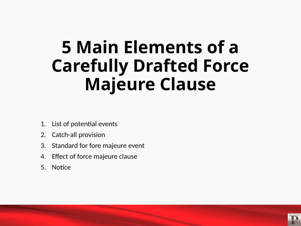 Force Majeure and Business Interruption May 12, - slide 12 of 22