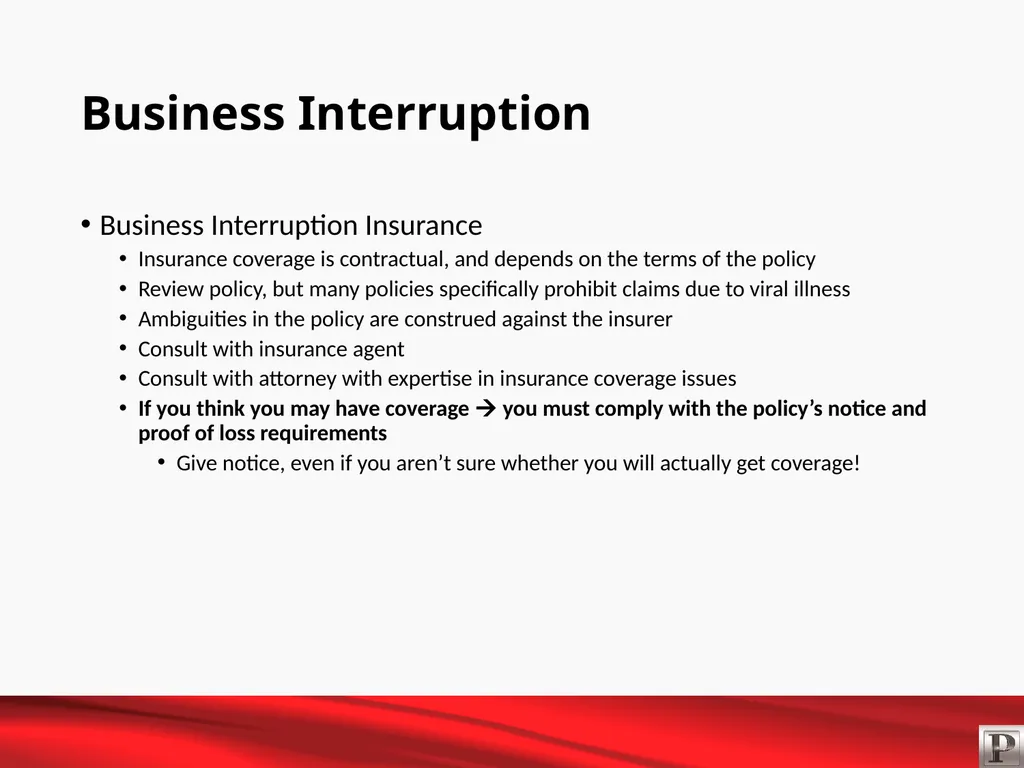 Force Majeure and Business Interruption May 12, - slide 16 of 22