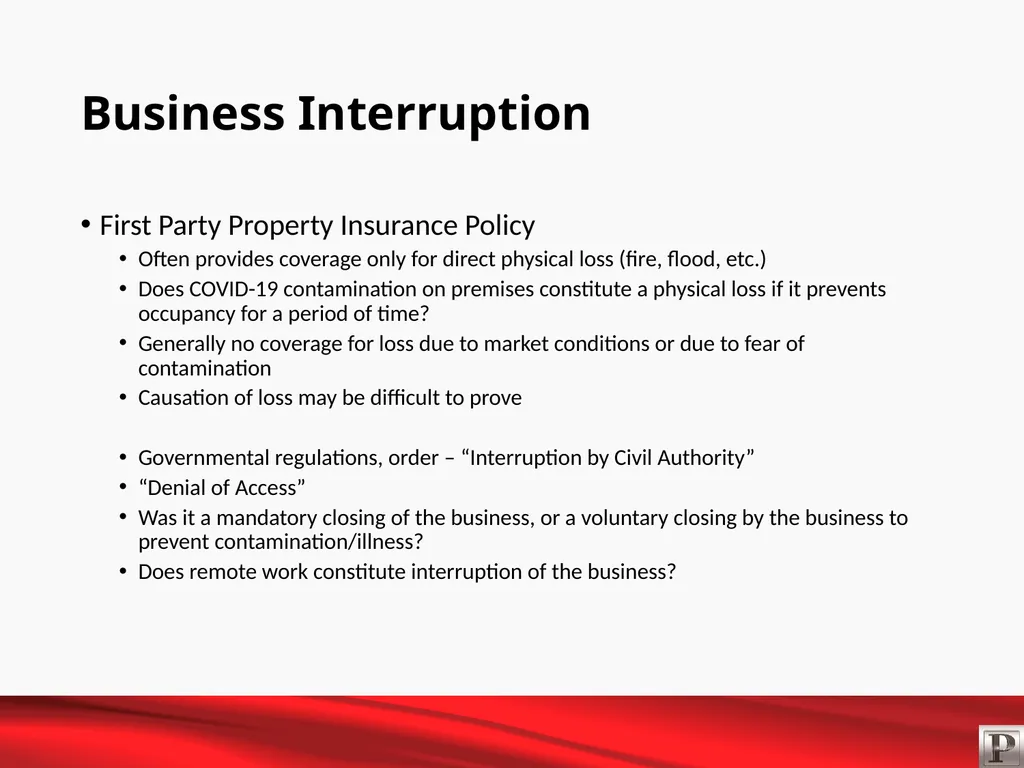 Force Majeure and Business Interruption May 12, - slide 18 of 22