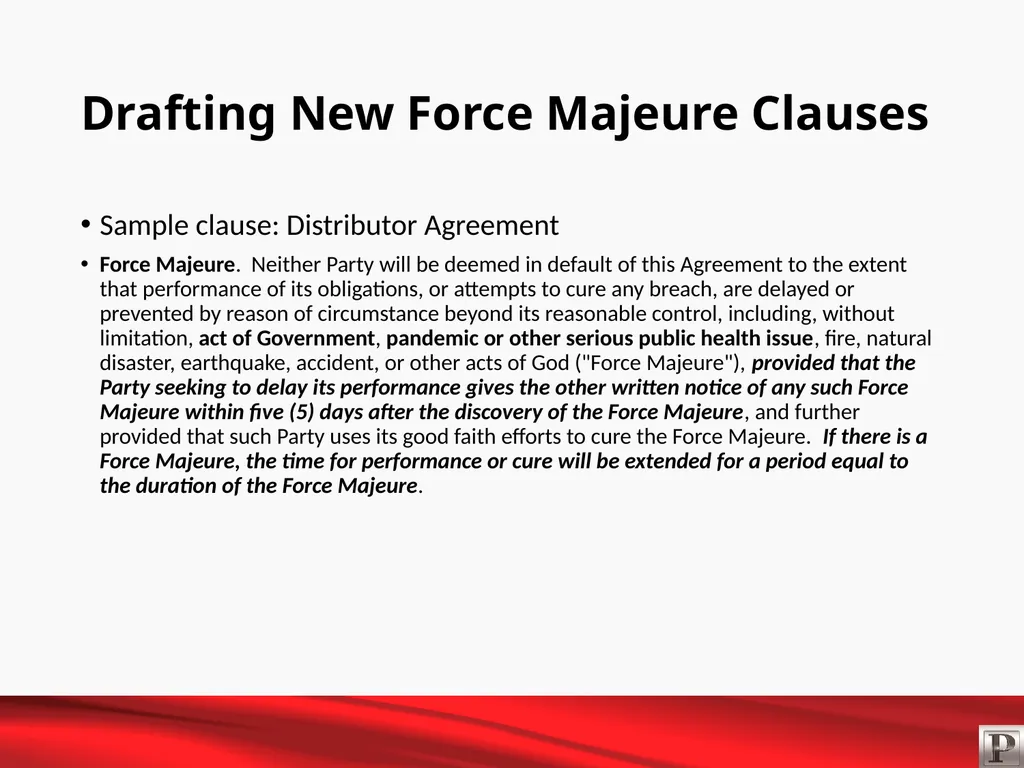 Force Majeure and Business Interruption May 12, - slide 11 of 22