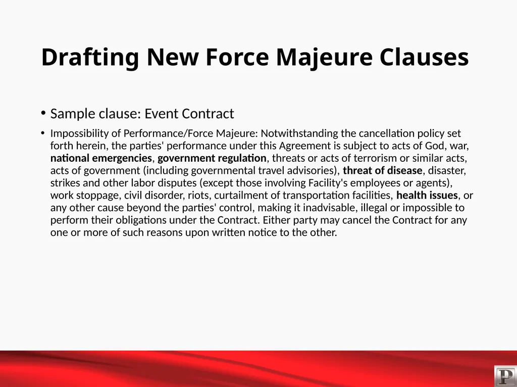 Force Majeure and Business Interruption May 12, - slide 9 of 22