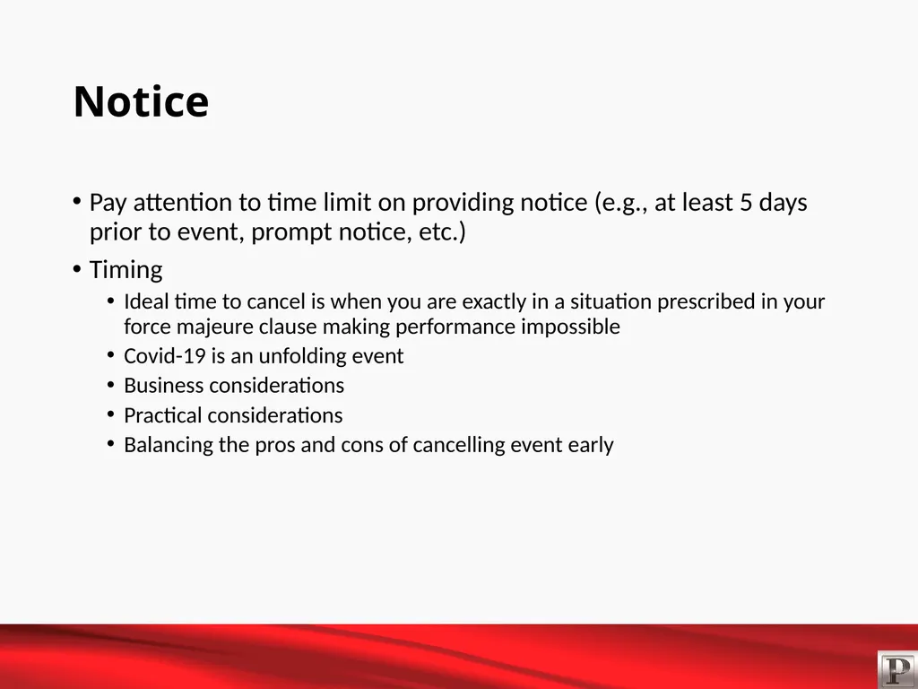 Force Majeure and Business Interruption May 12, - slide 15 of 22
