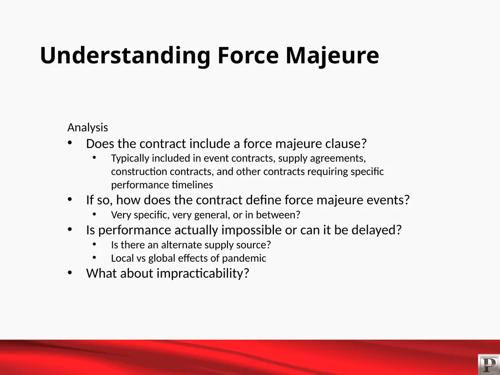 Force Majeure and Business Interruption May 12, - slide 4 of 22