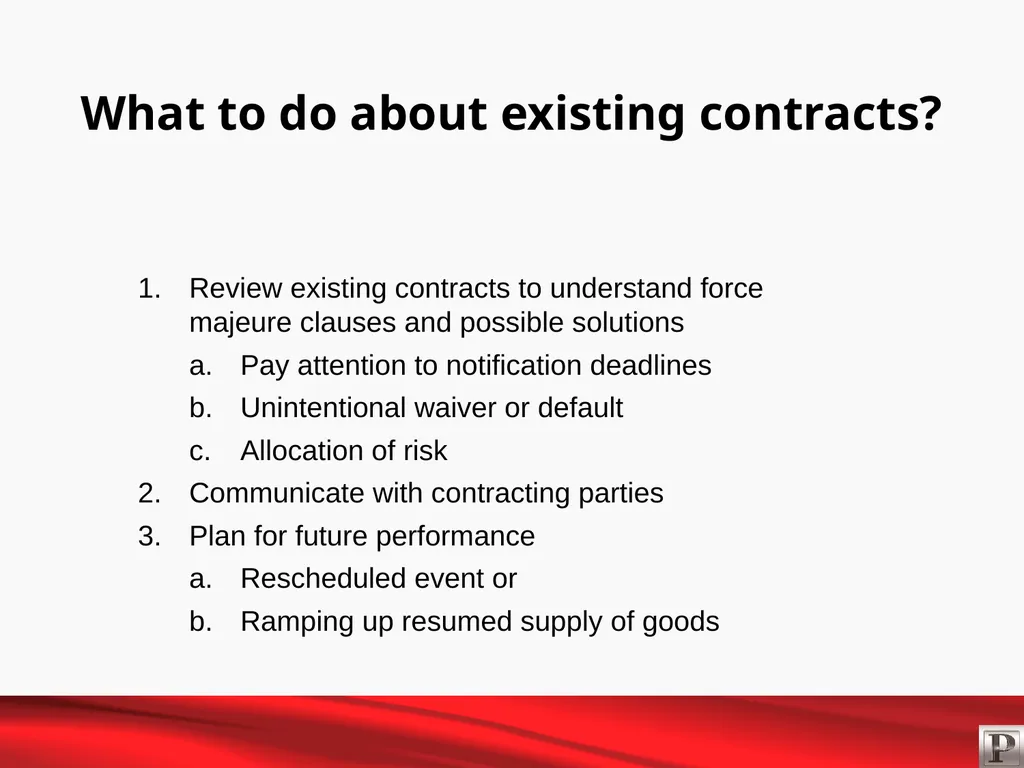 Force Majeure and Business Interruption May 12, - slide 8 of 22
