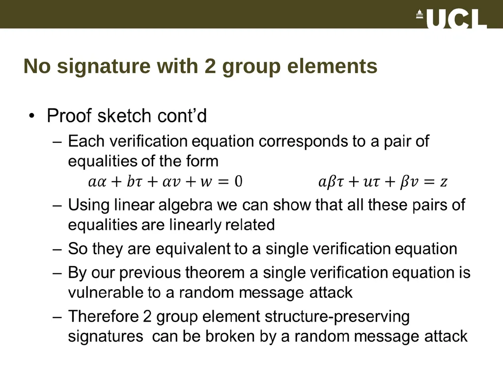 Optimal Structure-Preserving Signatures in - slide 15 of 19