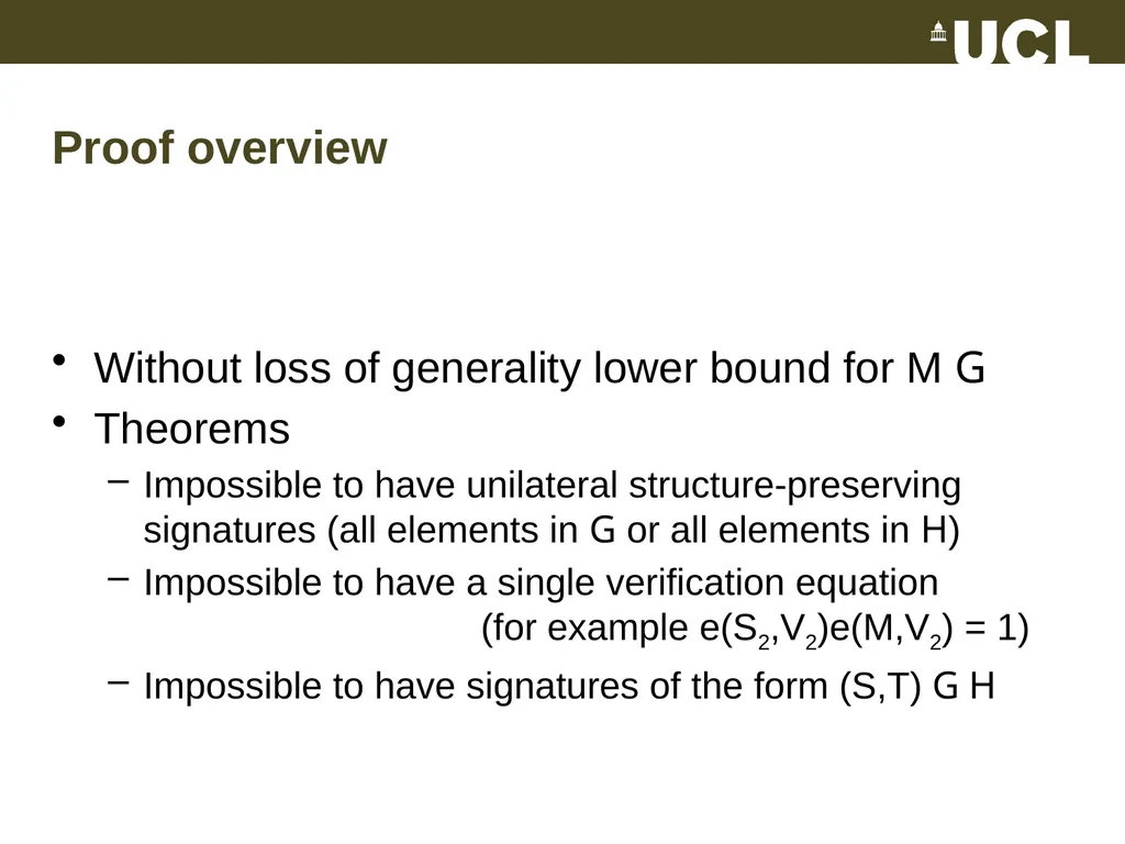 Optimal Structure-Preserving Signatures in - slide 9 of 19
