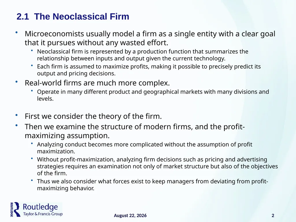 The Firm and Its Costs 2 17 July 2019 1 - slide 2 of 25