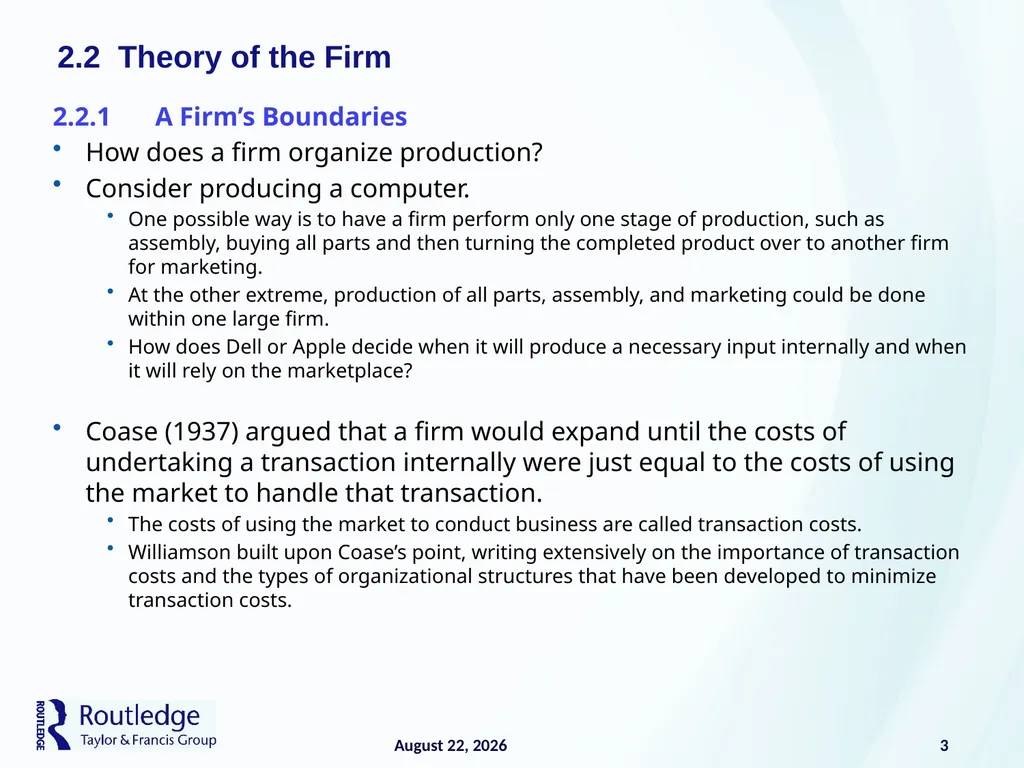 The Firm and Its Costs 2 17 July 2019 1 - slide 3 of 25