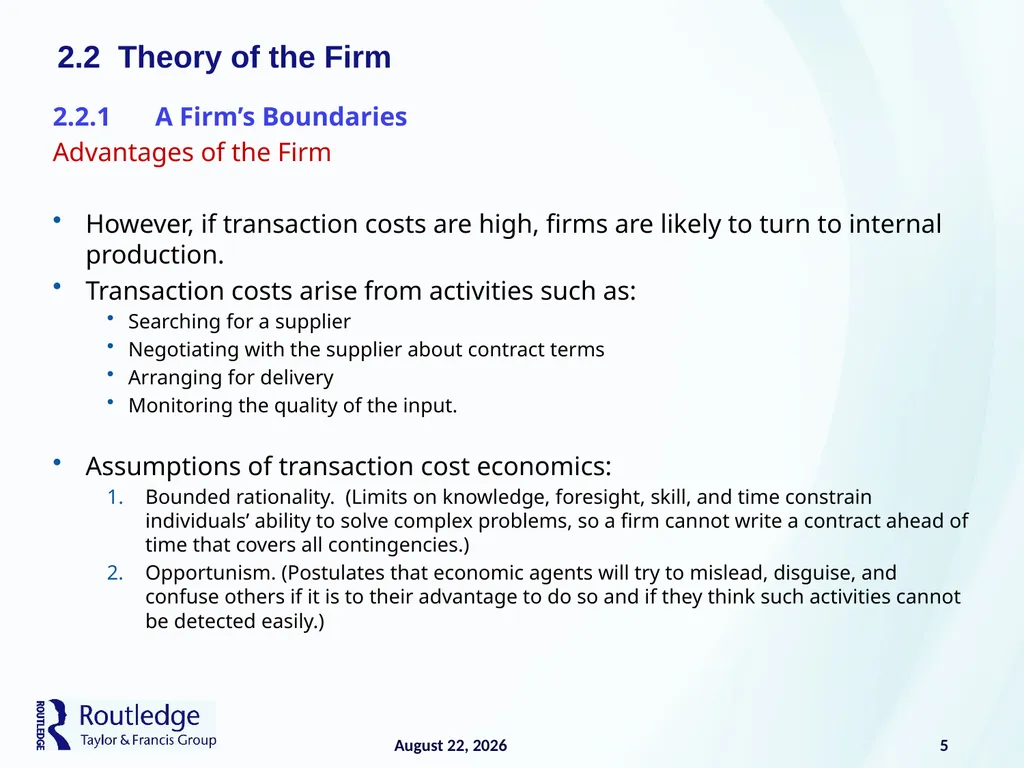 The Firm and Its Costs 2 17 July 2019 1 - slide 5 of 25