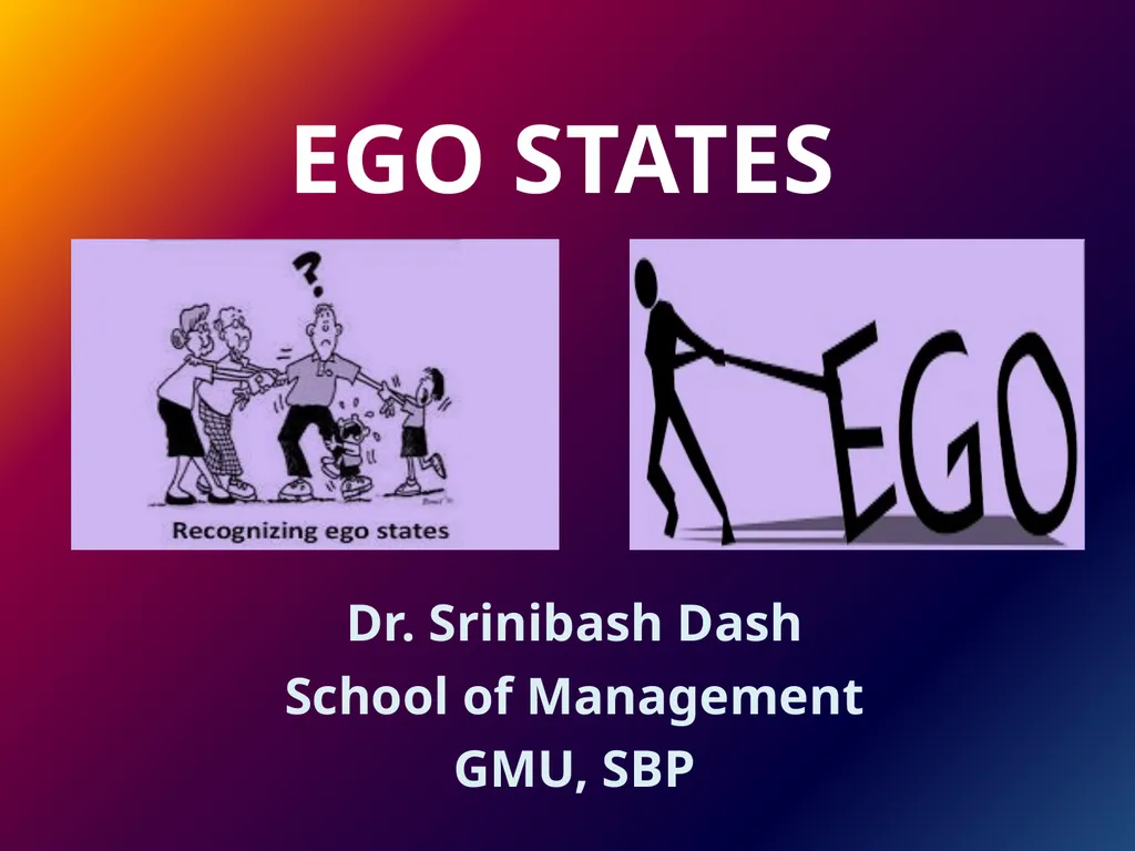 EGO STATES Dr. Srinibash Dash School of Management - slide 1 of 9