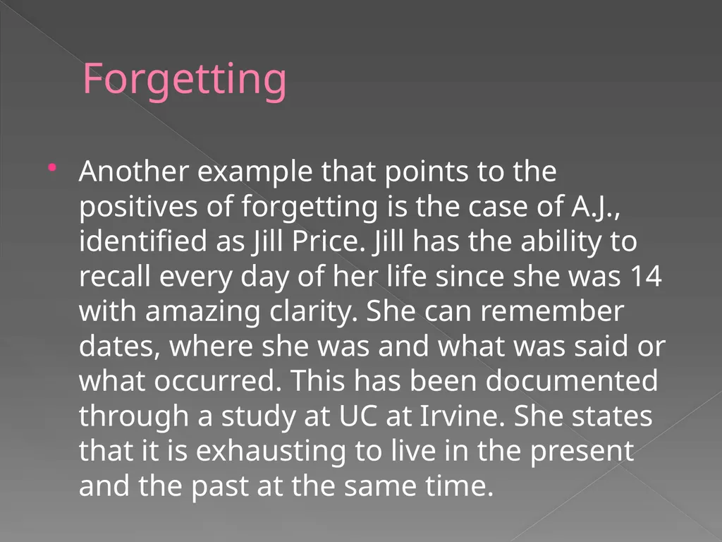 Memory Part 2 Retrieval Retrieval Retrieval is the - slide 14 of 26