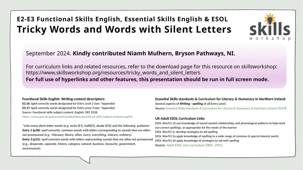 E2-E3 Functional Skills English, Essential Skills - slide 1 of 23