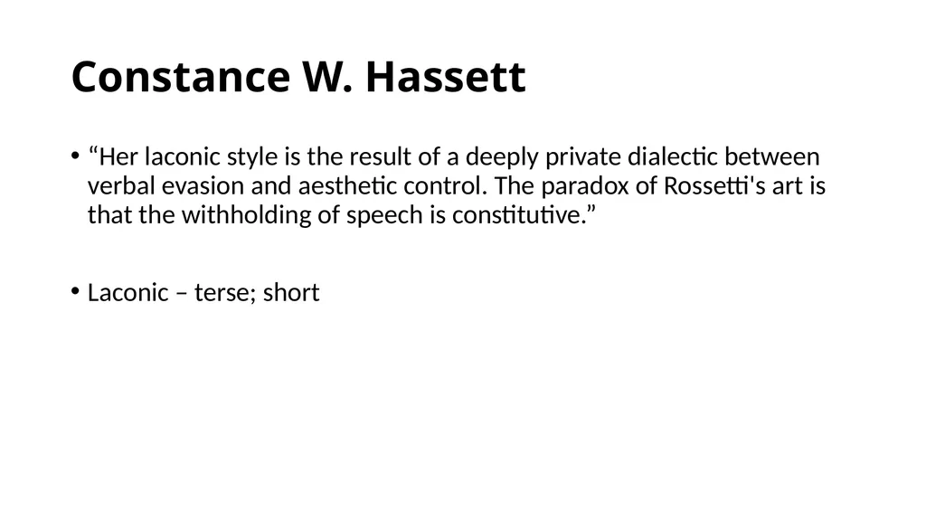 Rossetti Critics John Bayley Christina Rossetti - slide 8 of 19