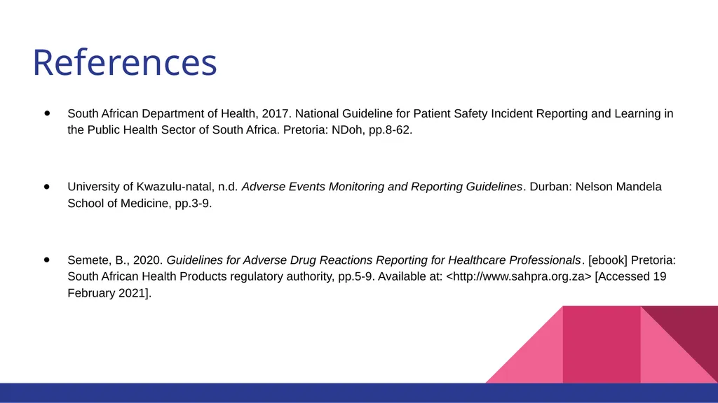 Reporting Serious Adverse Events Karasha Moodley, - slide 20 of 23