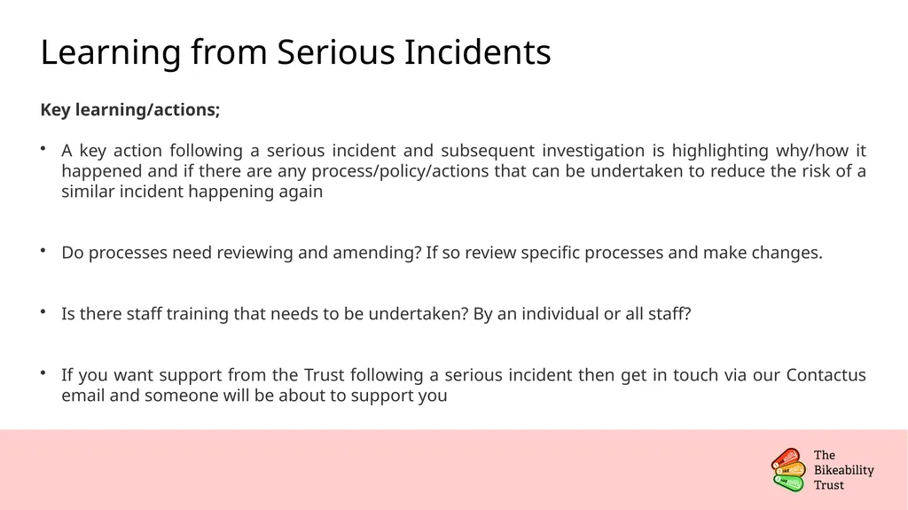 Serious Incidents: Reporting & Investigations - slide 14 of 18