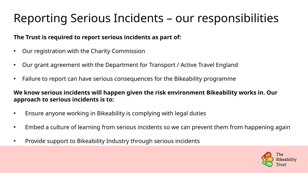 Serious Incidents: Reporting & Investigations - slide 4 of 18