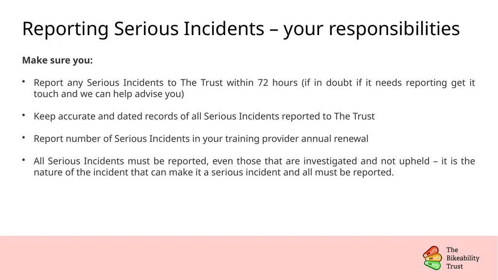 Serious Incidents: Reporting & Investigations - slide 5 of 18