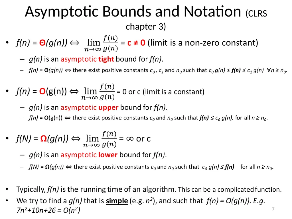 Growth of functions CSE 3318 – Algorithms and Data - slide 7 of 28