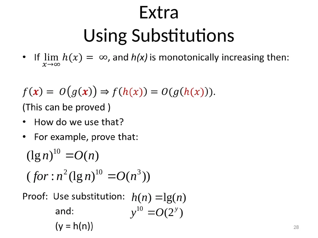 Growth of functions CSE 3318 – Algorithms and Data - slide 28 of 28