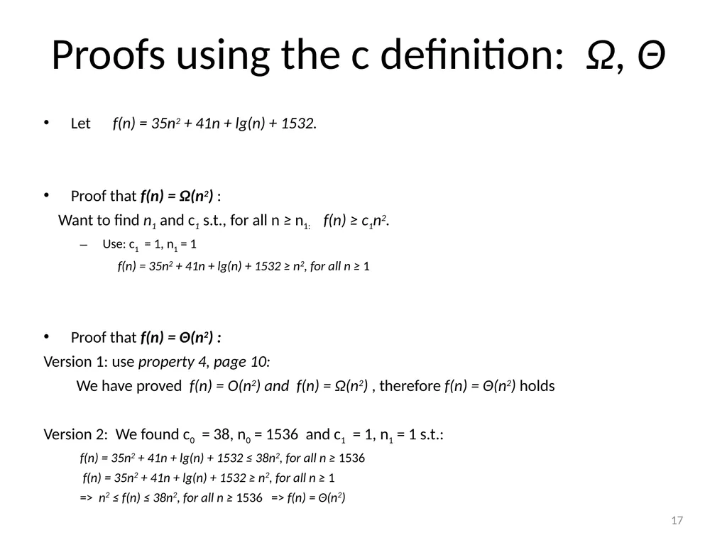Growth of functions CSE 3318 – Algorithms and Data - slide 17 of 28