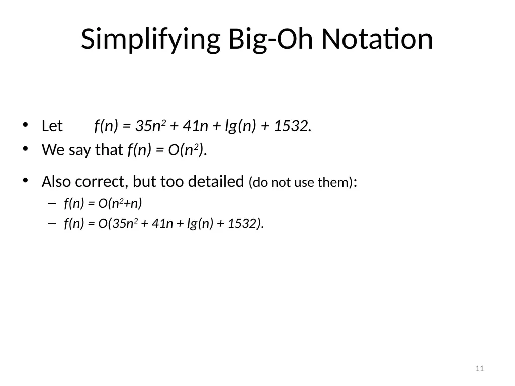 Growth of functions CSE 3318 – Algorithms and Data - slide 11 of 28
