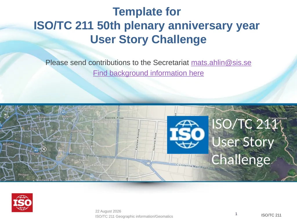 Template for ISO/TC 211 50th plenary anniversary - slide 1 of 3