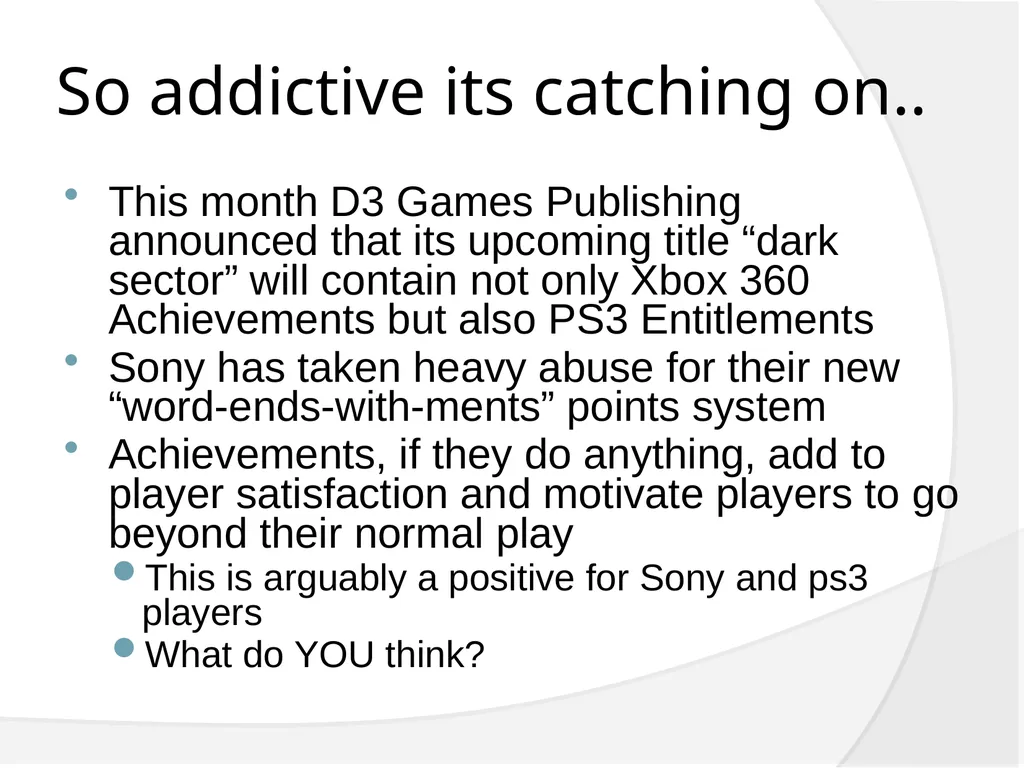 Achieving Gaming Goals What we will cover. - slide 31 of 36