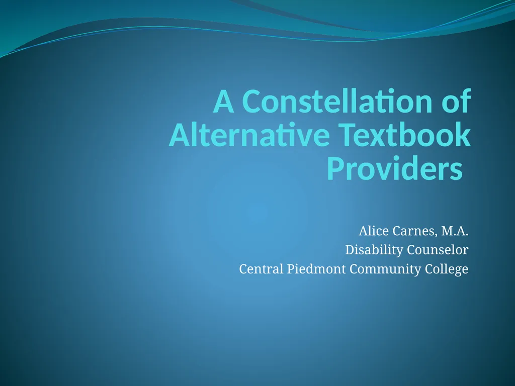 A Constellation of Alternative Textbook Providers