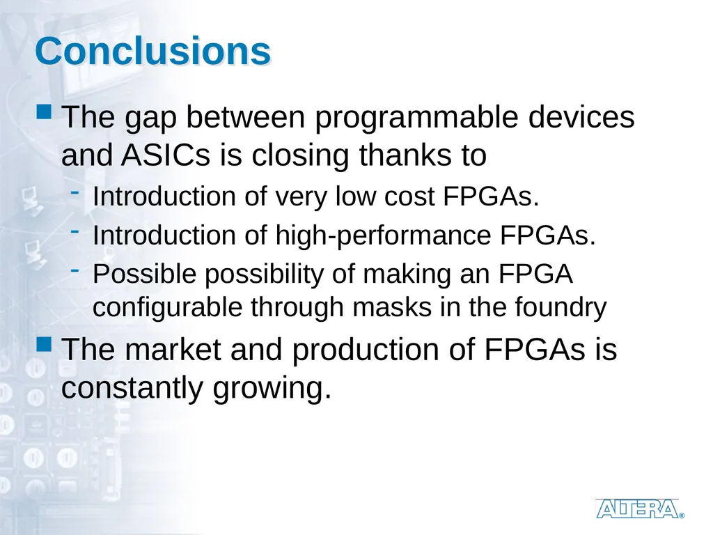 Dedicated logic circuits Technological solutions - slide 20 of 20