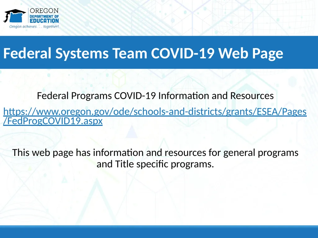 COVID-19 Update: Federal Programs Ensuring Care, - slide 30 of 38