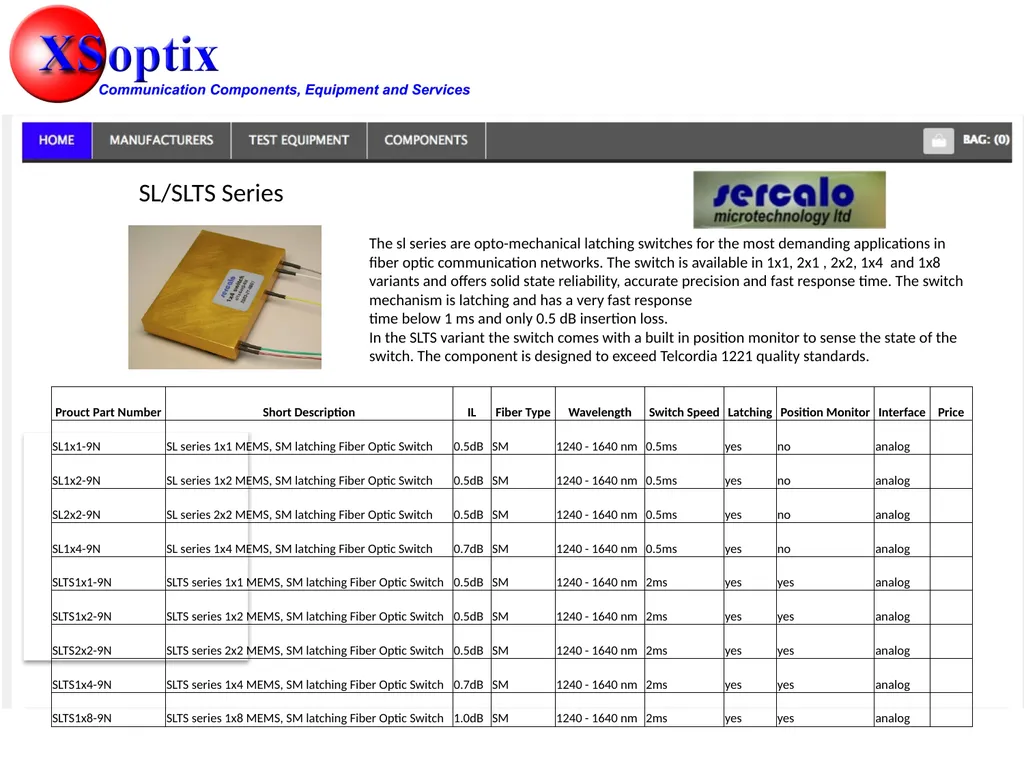 Optical Switches The Sercalo Switches are fast, - slide 4 of 9
