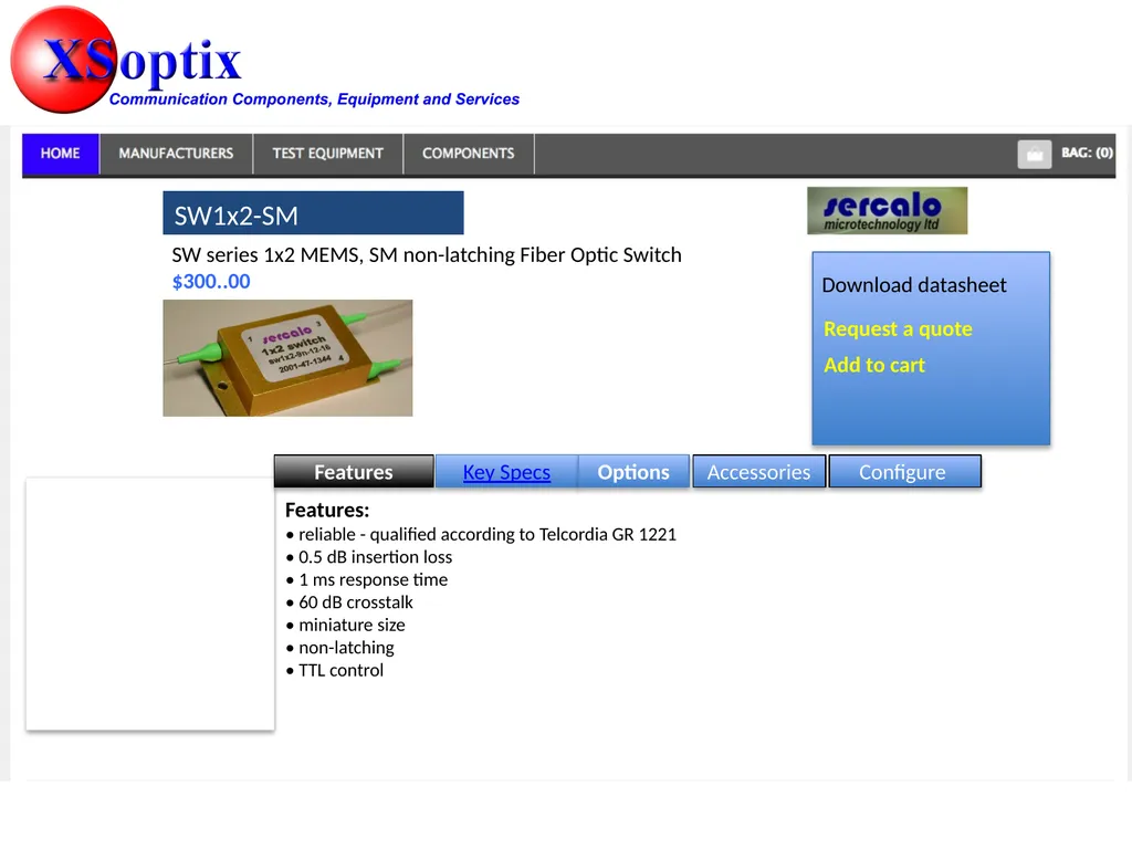 Optical Switches The Sercalo Switches are fast, - slide 5 of 9