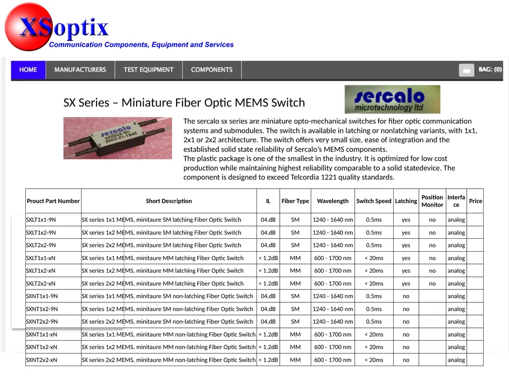 Optical Switches The Sercalo Switches are fast, - slide 3 of 9