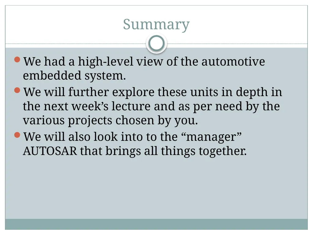 See the references Automotive Embedded System - slide 11 of 11