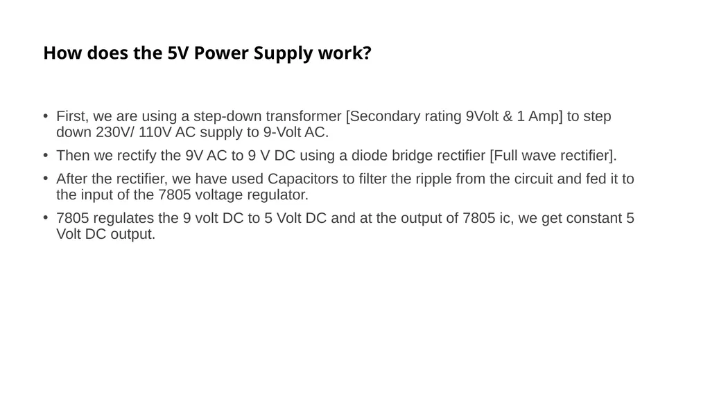 5V power supply using IC 7805. 7805 is a 5V - slide 11 of 20