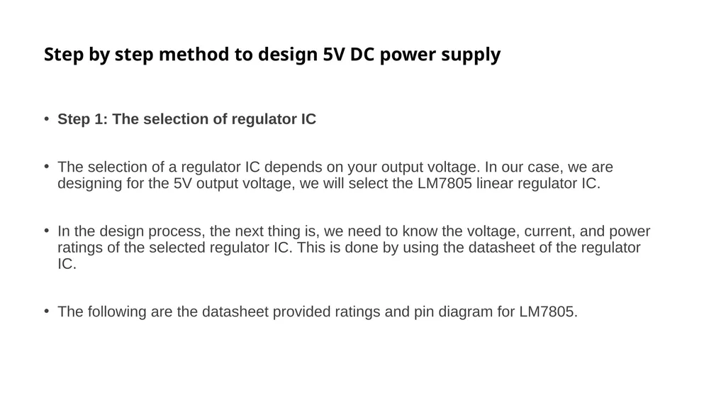 5V power supply using IC 7805. 7805 is a 5V - slide 13 of 20